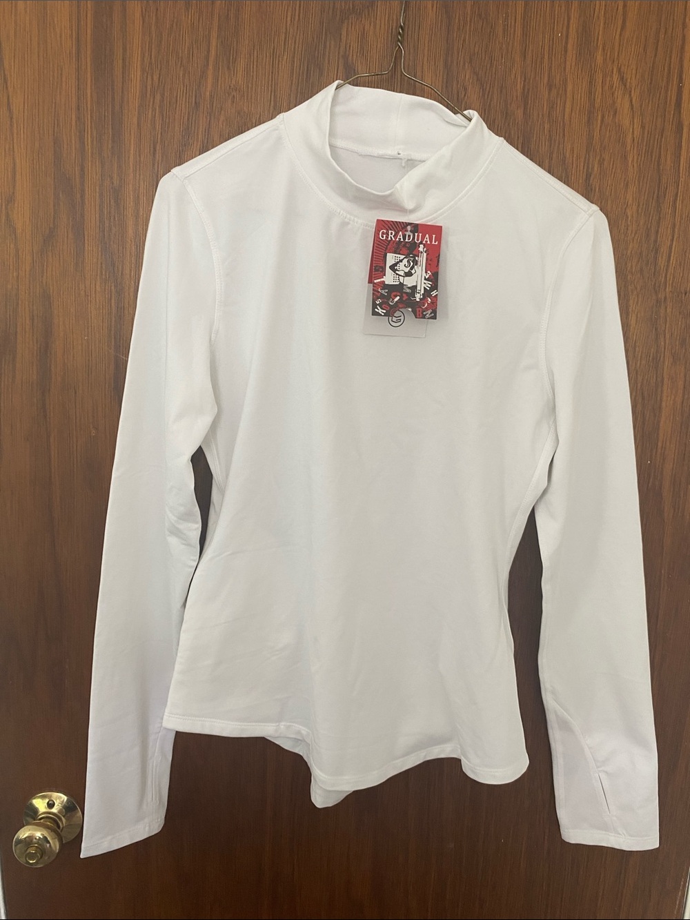 Gradial Women's White Long-Sleeve Mock Neck Tee